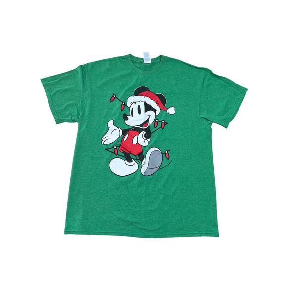 Disney Christmas Mickey Mouse Santa Tee Men's Size Large - Picture 1 of 4